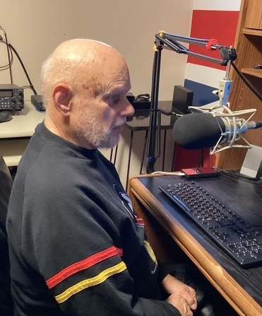 Steve Cutway at the mic broadcasting